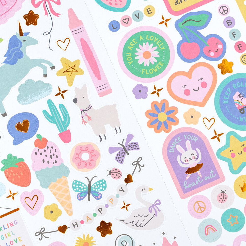 American Crafts Pebbles Cool Girl Sticker Accent Gold Foil (113pcs) (34027663) (OUTLET)