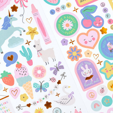 American Crafts Pebbles Cool Girl Sticker Accent Gold Foil (113pcs) (34027663) (OUTLET)