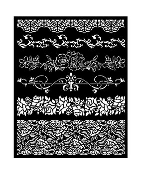 Stamperia Romance Forever Thick Stencil 20x25cm Borders (KSTD153) (DISCONTINUED)