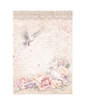 Stamperia Romance Forever A4 Rice Paper Doves (6pcs) (DFSA4834) (DISCONTINUED)