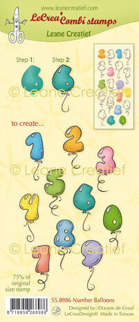 Leane Creatief Number Balloons LeCreaDesign Combi Clear Stamp (55.8986) (DISCONTINUED)
