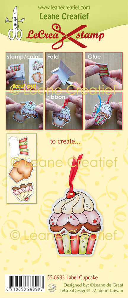 Leane Creatief Label Cupcake LeCreaDesign Clear Stamp (55.8993) (DISCONTINUED)