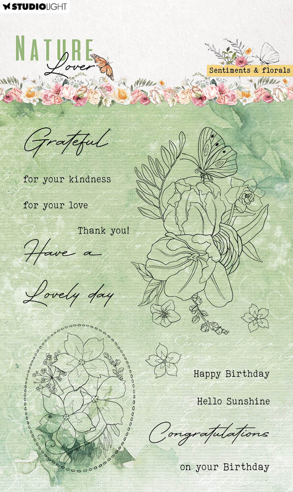 Studio Light Nature Lover Clear Stamps Sentiments & Florals (SL-NL-STAMP593) (OUTLET) Studio Light Nature Lover Clear Stamps Sentiments & Florals (SL-NL-STAMP593) (OUTLET)