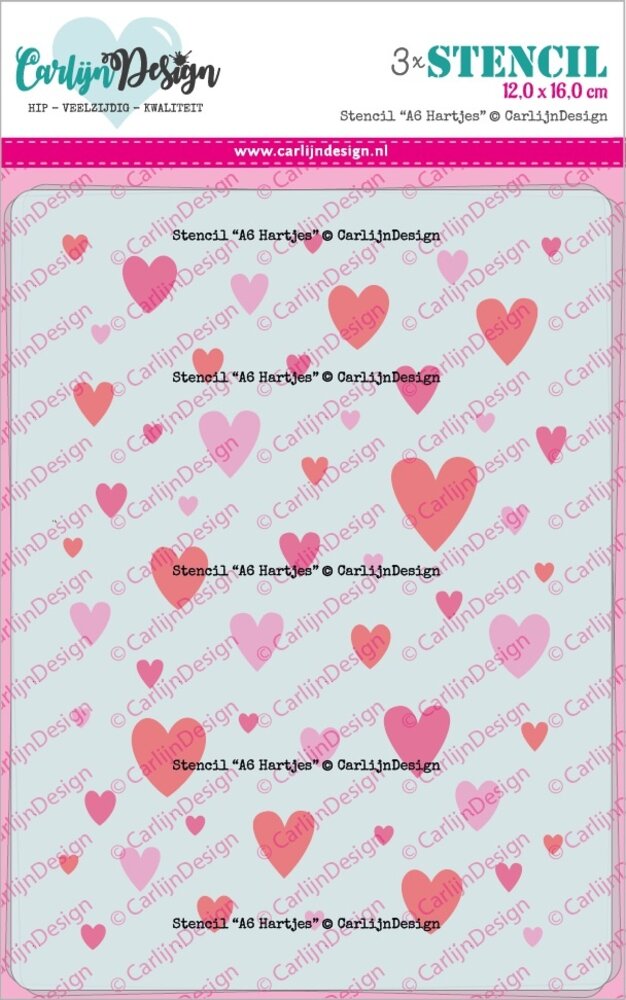 CarlijnDesign Stencils A6 Hearts (CDSC-0029) (DISCONTINUED)