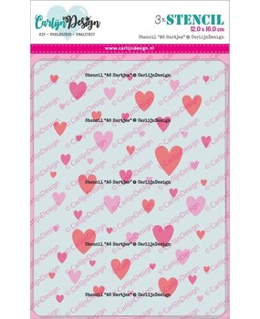 CarlijnDesign Stencils A6 Hearts (CDSC-0029) (DISCONTINUED)