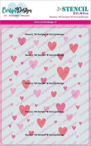 CarlijnDesign Stencils A6 Hearts (CDSC-0029) (DISCONTINUED)