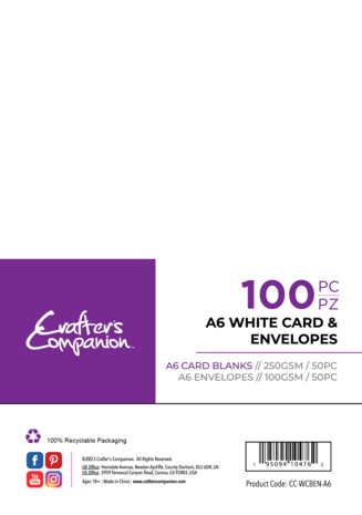 Crafter's Companion Card & Envelopes A6 White (100pcs) (CC-WCBEN-A6) Crafter's Companion Card & Envelopes A6 White (100pcs) (CC-WCBEN-A6)