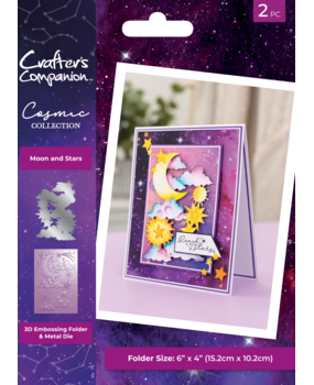 Crafter's Companion Cosmic Collection 3D Emboss Folder & Metal Die Moon and Stars (COS-3DEF4-MD-MAS) (DISCONTINUED)