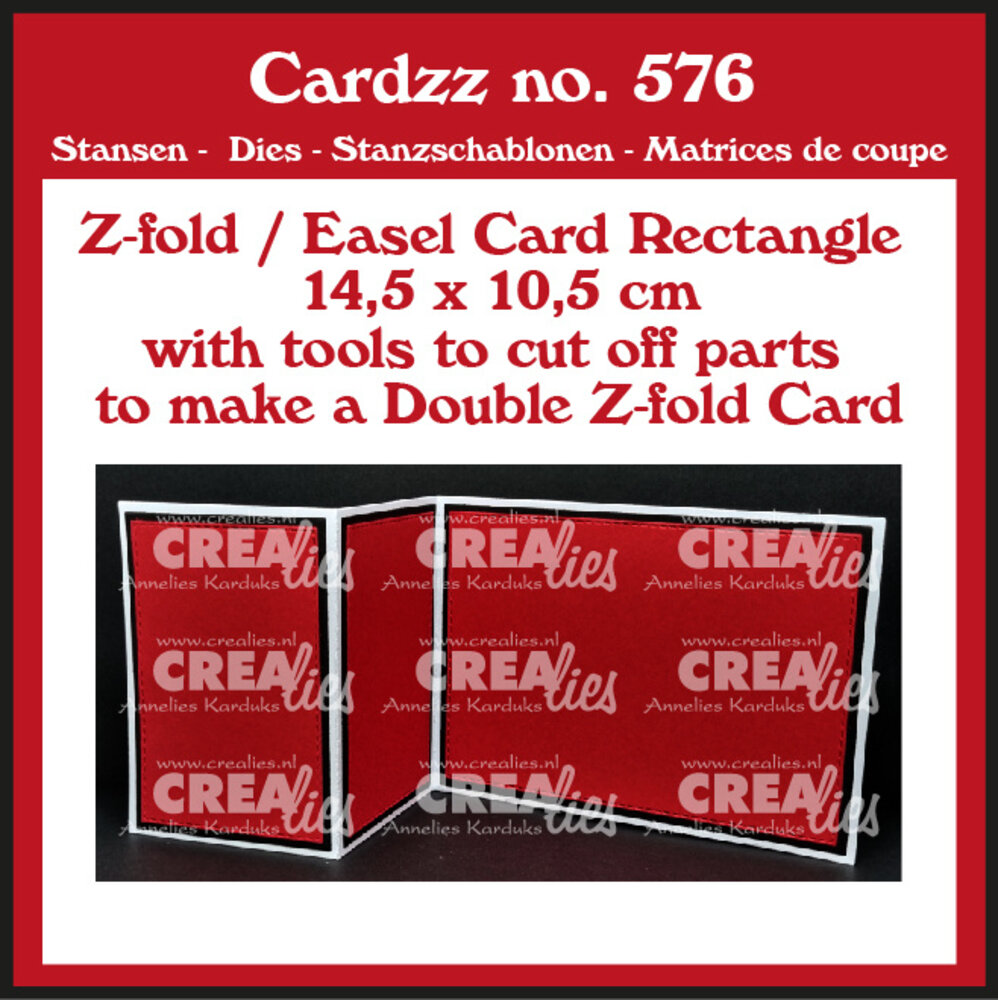 Crealies Cardzz Stansen No.576 (Double) Z-fold / Easel Card Rechthoek Horizontaal (CLCZ576)