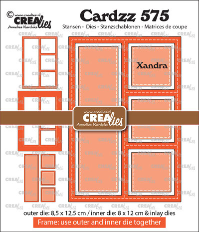 Crealies Cardzz Stansen No.575 Frame & Inlays Xandra (3 vierkantjes en 1 rechthoek) (CLCZ575)