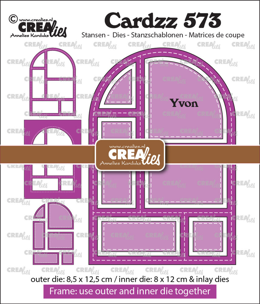 Crealies Cardzz Dies No. 573 Frame & Inlays Yvon (6 Shapes) (CLCZ573)
