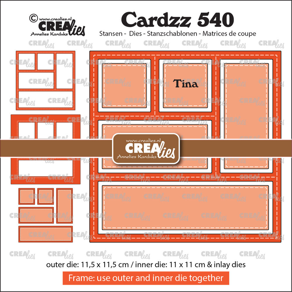 Crealies Cardzz Stansen No.540 Frame & Inlays Tina (5 Vlakken) (CLCZ540)