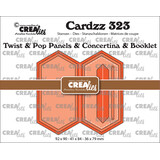 Crealies Cardzz Stansen No. 323 Twist & Pop Panelen & Leporello & Miniboekje Verlengde Zeshoek (CLCZ323)