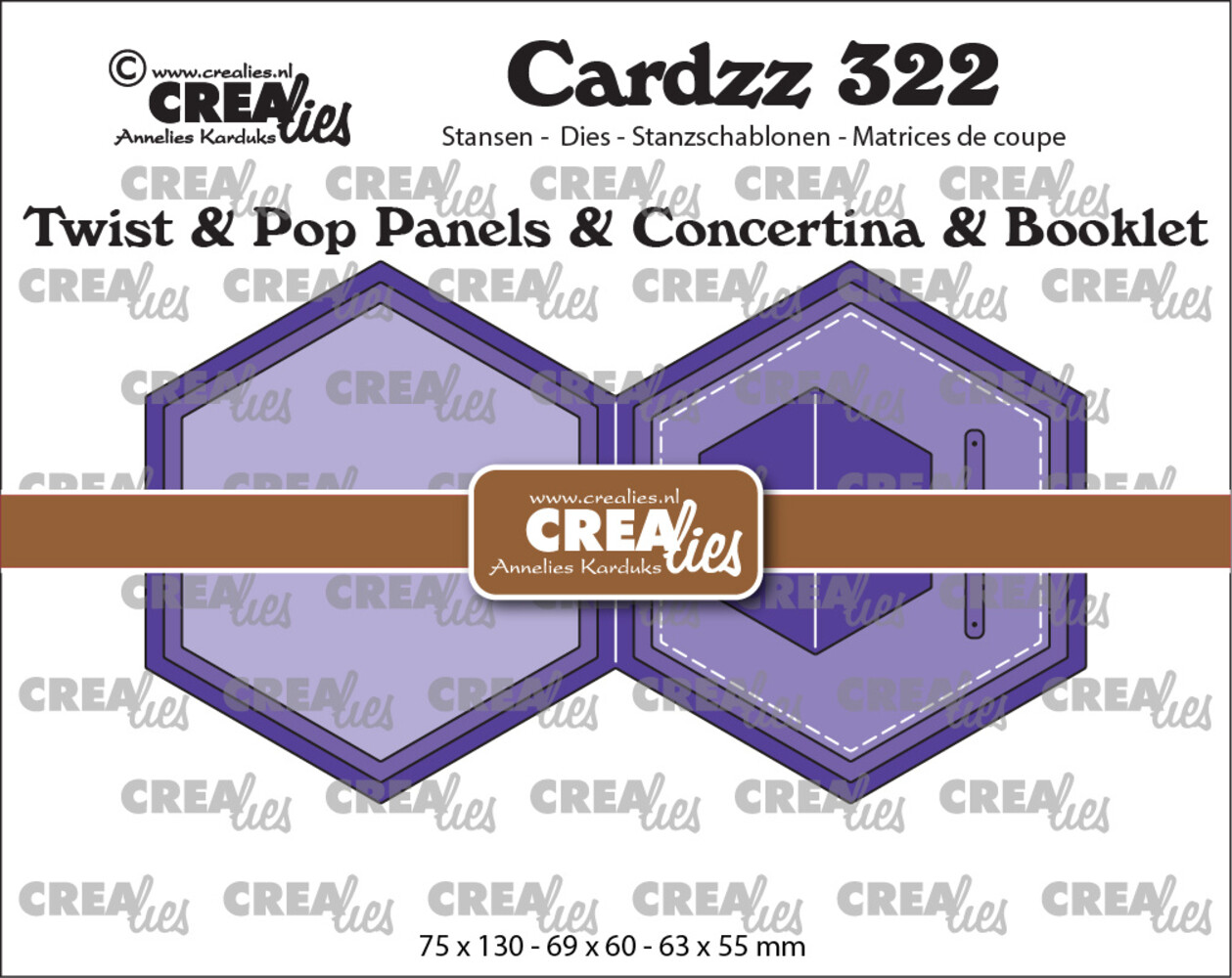 Crealies Cardzz Stansen No. 322 Twist & Pop Panelen & Leporello & Miniboekje Zeshoek (CLCZ322) Crealies Cardzz Stansen No. 322 Twist & Pop Panelen & Leporello & Miniboekje Zeshoek (CLCZ322)