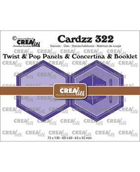 Crealies Cardzz Stansen No. 322 Twist & Pop Panelen & Leporello & Miniboekje Zeshoek (CLCZ322)