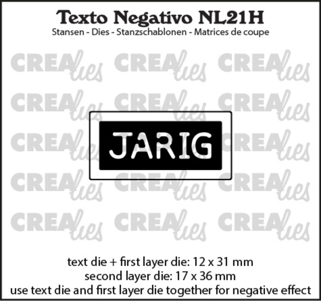 Crealies Texto Negativo Stansen Dutch No.21H JARIG (NL21H) Crealies Texto Negativo Stansen Dutch No.21H JARIG (NL21H)