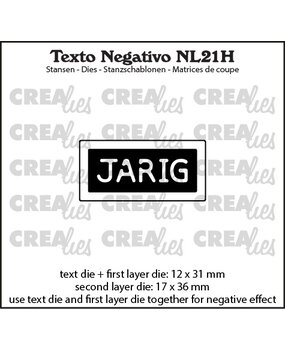 Crealies Texto Negativo Dies Dutch No.21H JARIG (NL21H)