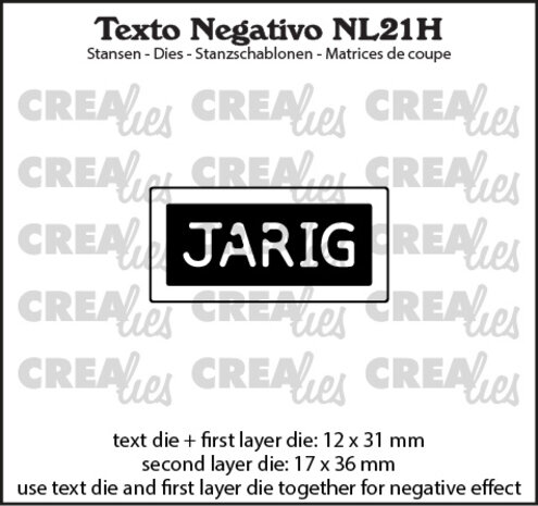 Crealies Texto Negativo Stansen Dutch No.21H JARIG (NL21H) Crealies Texto Negativo Stansen Dutch No.21H JARIG (NL21H)