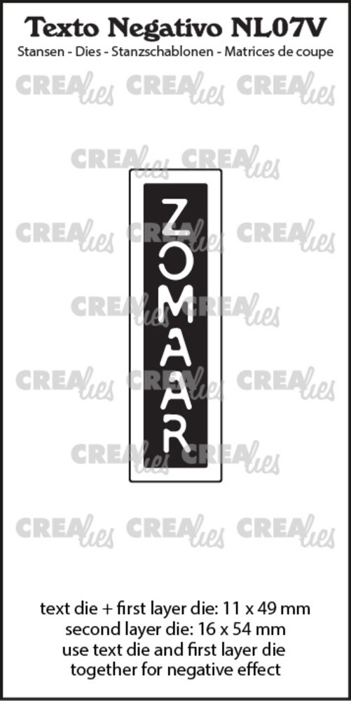 Crealies Texto Negativo Dies Dutch No.7V ZOMAAR (NL07V) Crealies Texto Negativo Dies Dutch No.7V ZOMAAR (NL07V)