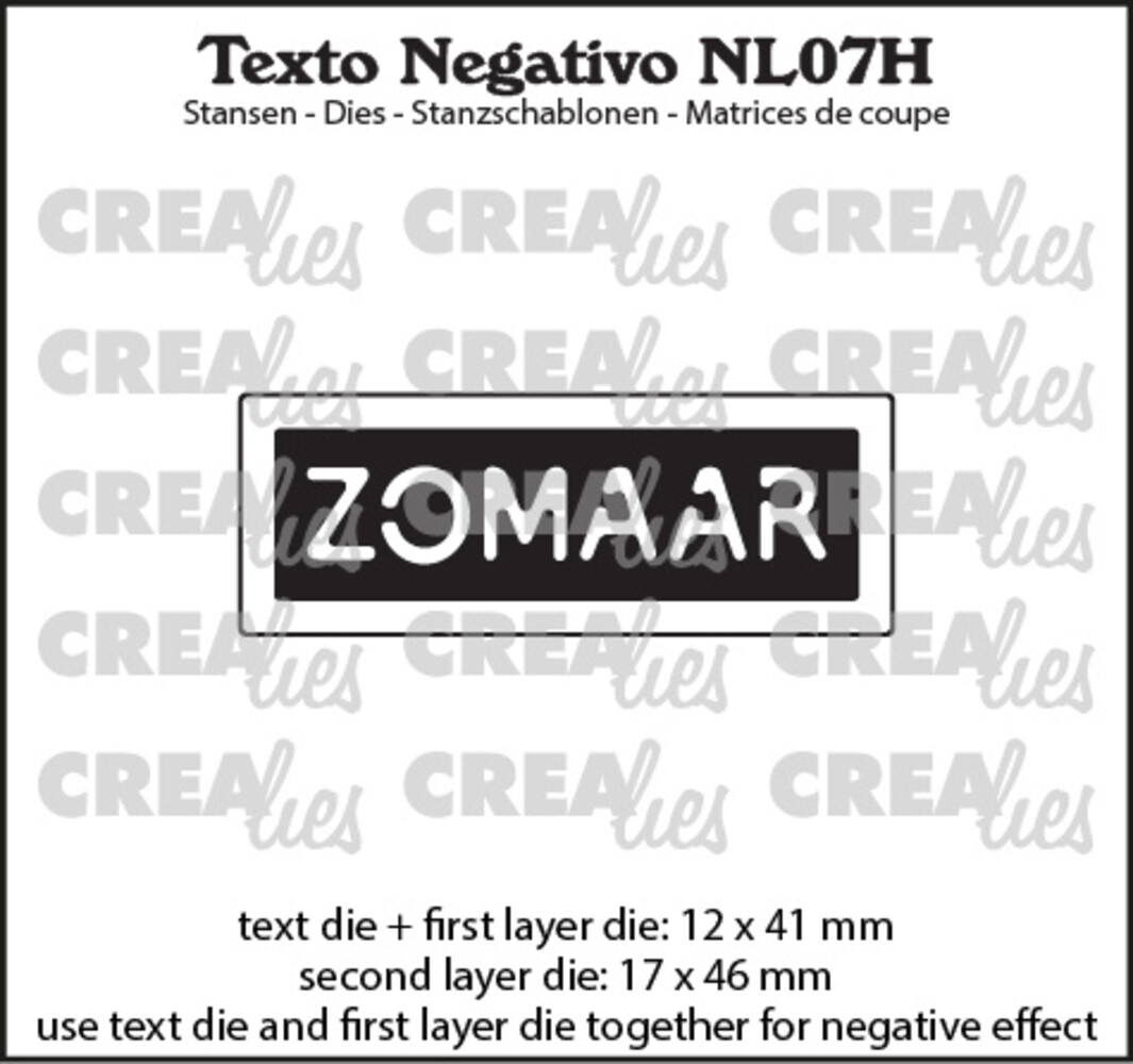 Crealies Texto Negativo Dies Dutch No.7 H ZOMAAR (NL07H) Crealies Texto Negativo Dies Dutch No.7 H ZOMAAR (NL07H)
