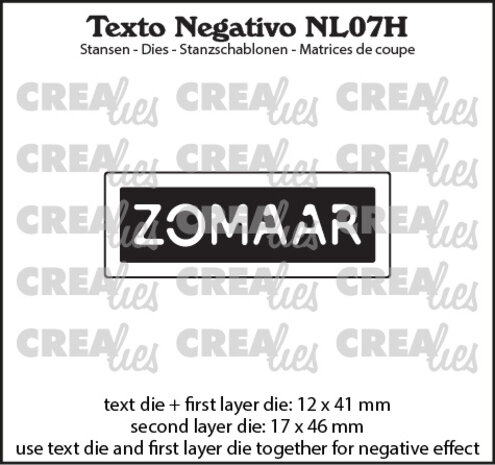Crealies Texto Negativo Dies Dutch No.7 H ZOMAAR (NL07H) Crealies Texto Negativo Dies Dutch No.7 H ZOMAAR (NL07H)