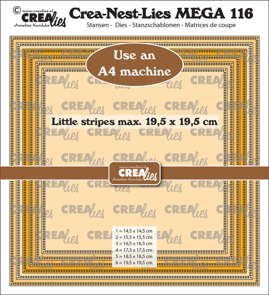 Crealies Crea-Nest-Lies Mega Dies No.116 Squares with Little Stripes, half cm (CLNestMega116) Crealies Crea-Nest-Lies Mega Dies No.116 Squares with Little Stripes, half cm (CLNestMega116)