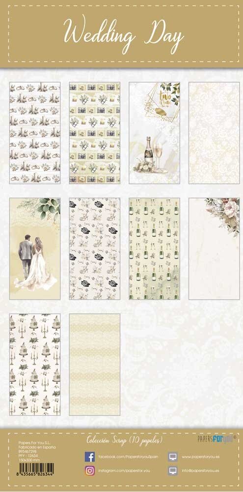 Papers For You Wedding Day Slim Scrap Paper Pack (10pcs) (PFY-12634) (DISCONTINUED)