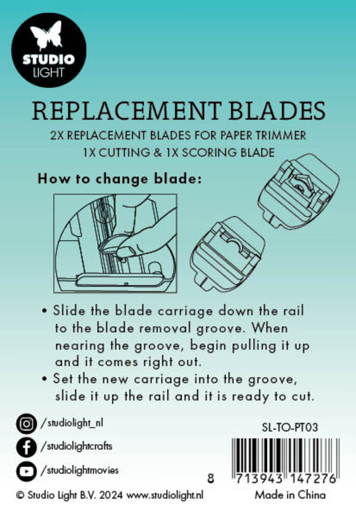 Studio Light Paper Trimmer Replacement Cutting + Scoring Blades (1/1pcs) (SL-TO-PT03) (BASIC) Studio Light Paper Trimmer Replacement Cutting + Scoring Blades (1/1pcs) (SL-TO-PT03) (BASIC)