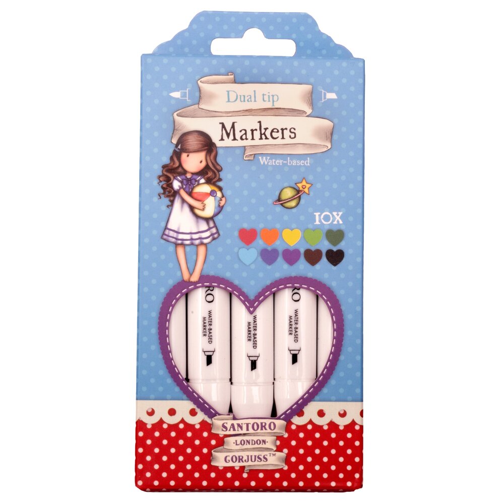 Gorjuss Dual Tip Markers Brights (10pcs) (GOR-ES-MARK16) - Craftlines B.V.