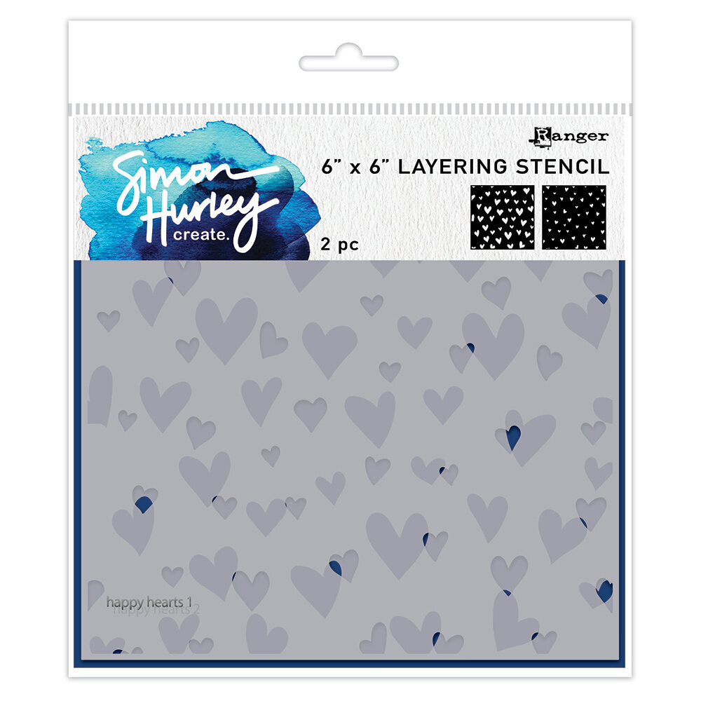 Ranger Simon Hurley create. Stencils 6x6 Inch Happy Hearts (HUS85591) (DISCONTINUED)