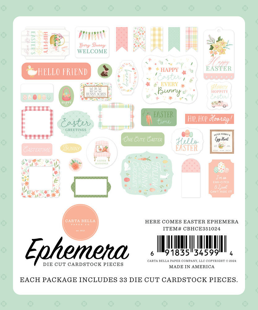 Carta Bella Here Comes Easter Ephemera (CBHCE351024) (OUTLET) Carta Bella Here Comes Easter Ephemera (CBHCE351024) (OUTLET)