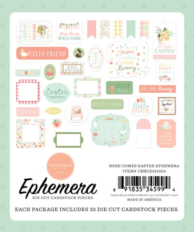 Carta Bella Here Comes Easter Ephemera (CBHCE351024) (OUTLET) Carta Bella Here Comes Easter Ephemera (CBHCE351024) (OUTLET)
