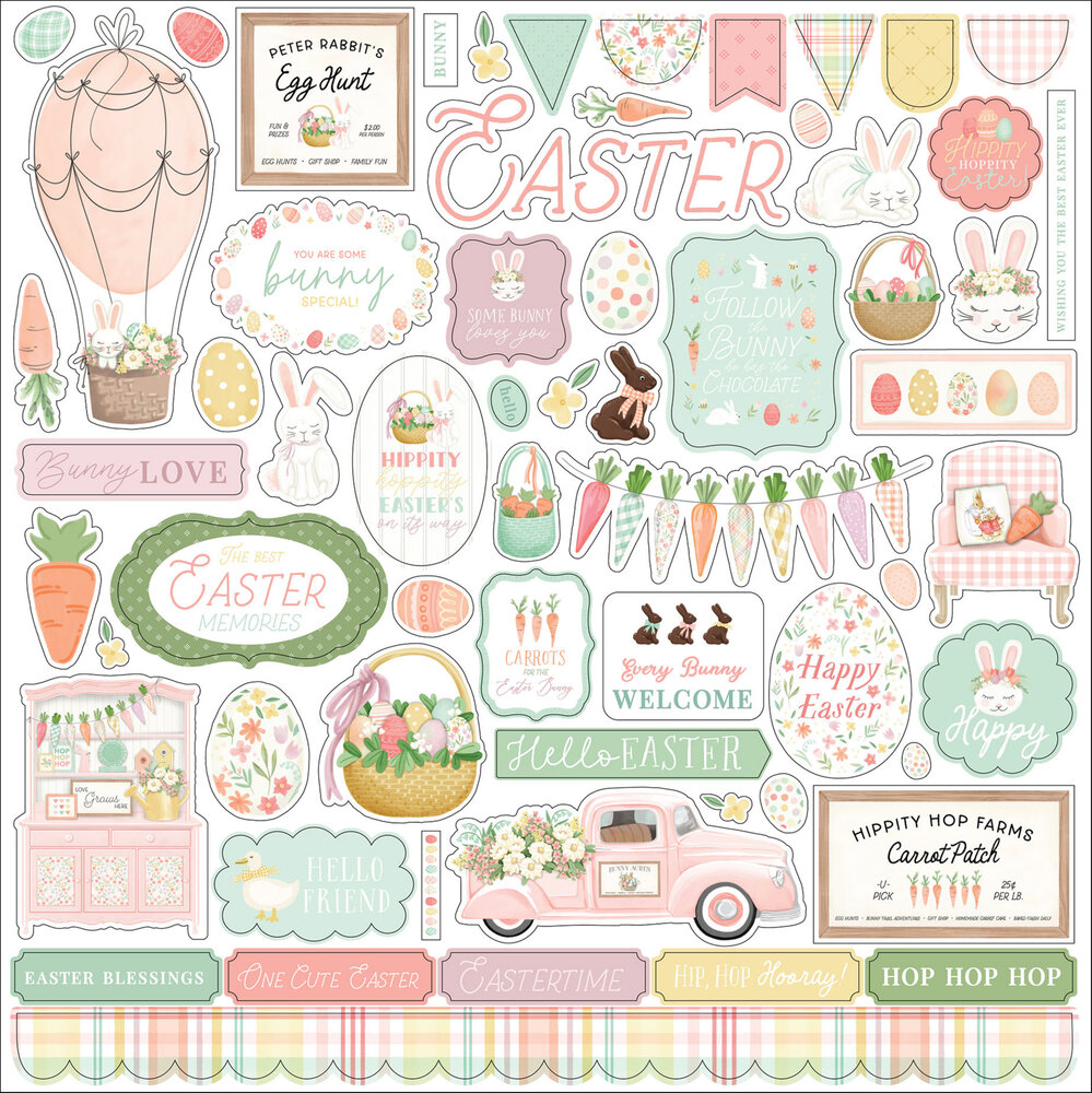Carta Bella Here Comes Easter 12x12 Inch Element Sticker (CBHCE351014) (OUTLET)