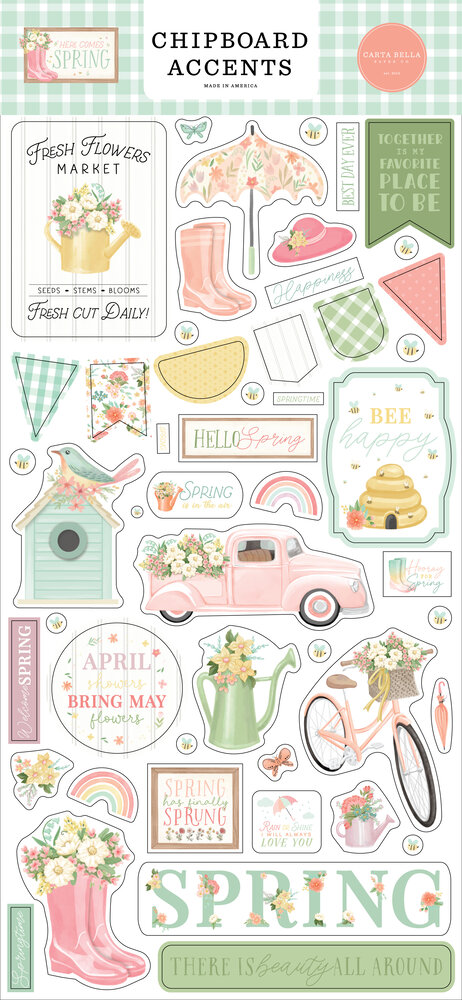 Carta Bella Here Comes Spring Chipboard Accents (CBHCS352021) (OUTLET)