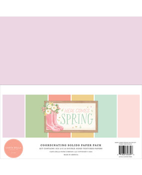 Carta Bella Here Comes Spring 12x12 Inch Coordinating Solids Paper Pack (CBHCS352015) (OUTLET)