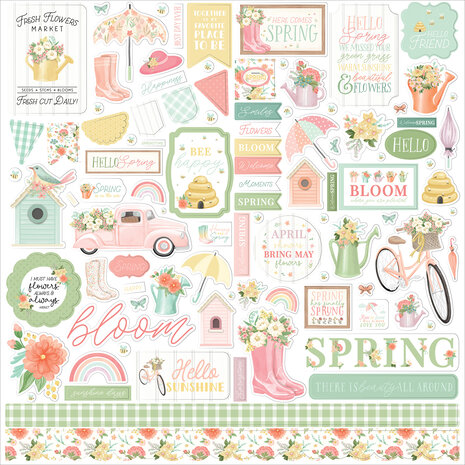 Carta Bella Here Comes Spring 12x12 Inch Element Sticker (CBHCS352014) (OUTLET)