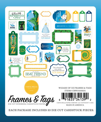 Carta Bella Wizard Of Oz Frames & Tags (CBWO356025) (OUTLET)