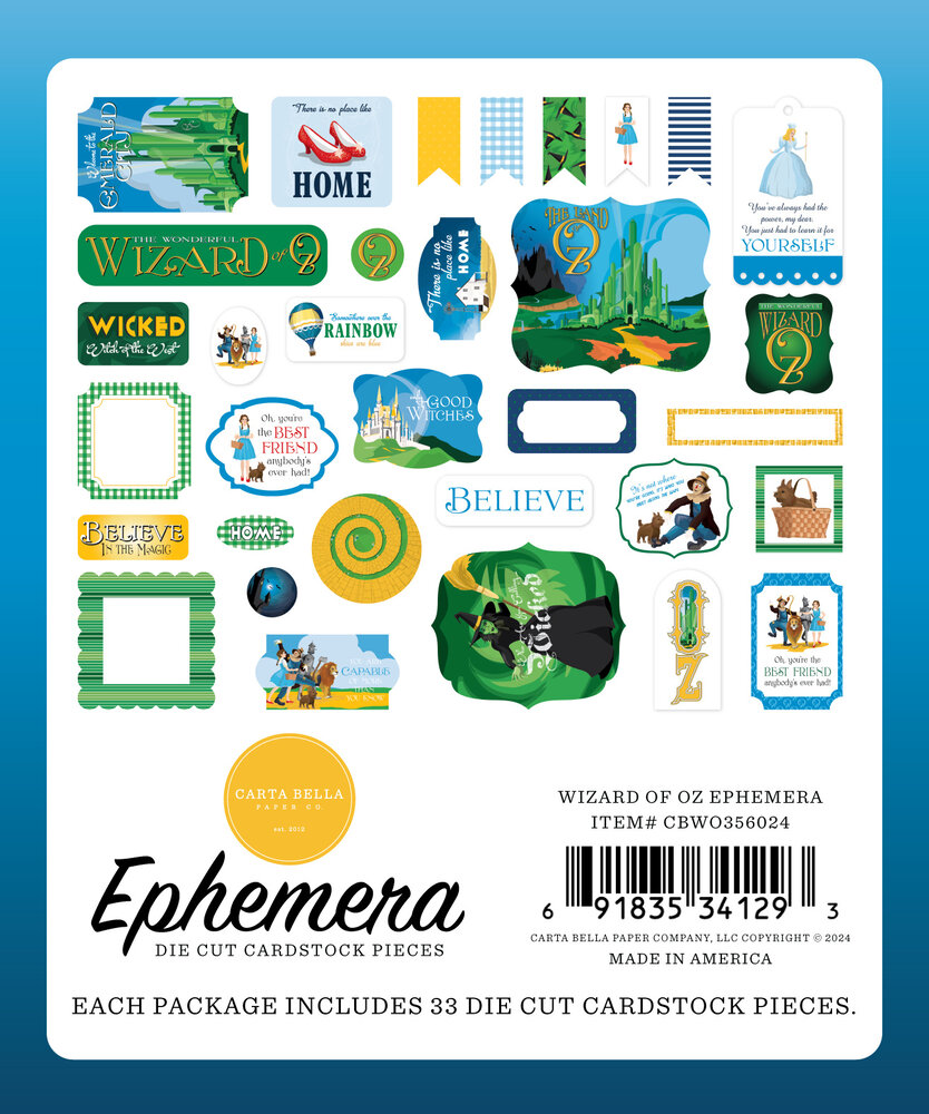 Carta Bella Wizard Of Oz Ephemera (CBWO356024) (OUTLET)