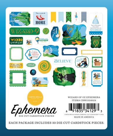 Carta Bella Wizard Of Oz Ephemera (CBWO356024) (OUTLET)