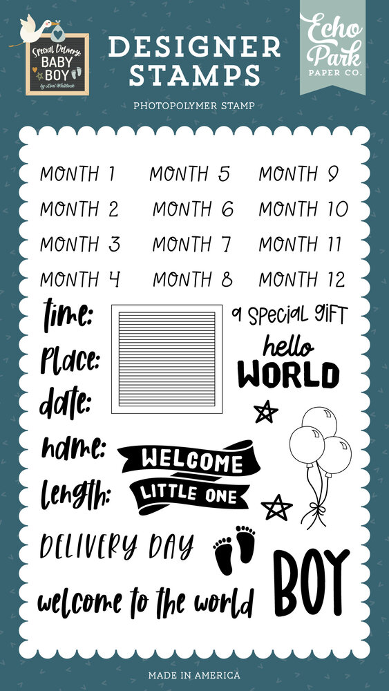 Echo Park Baby Boy Stats Clear Stamps (SDB353046) (DISCONTINUED) Echo Park Baby Boy Stats Clear Stamps (SDB353046) (DISCONTINUED)