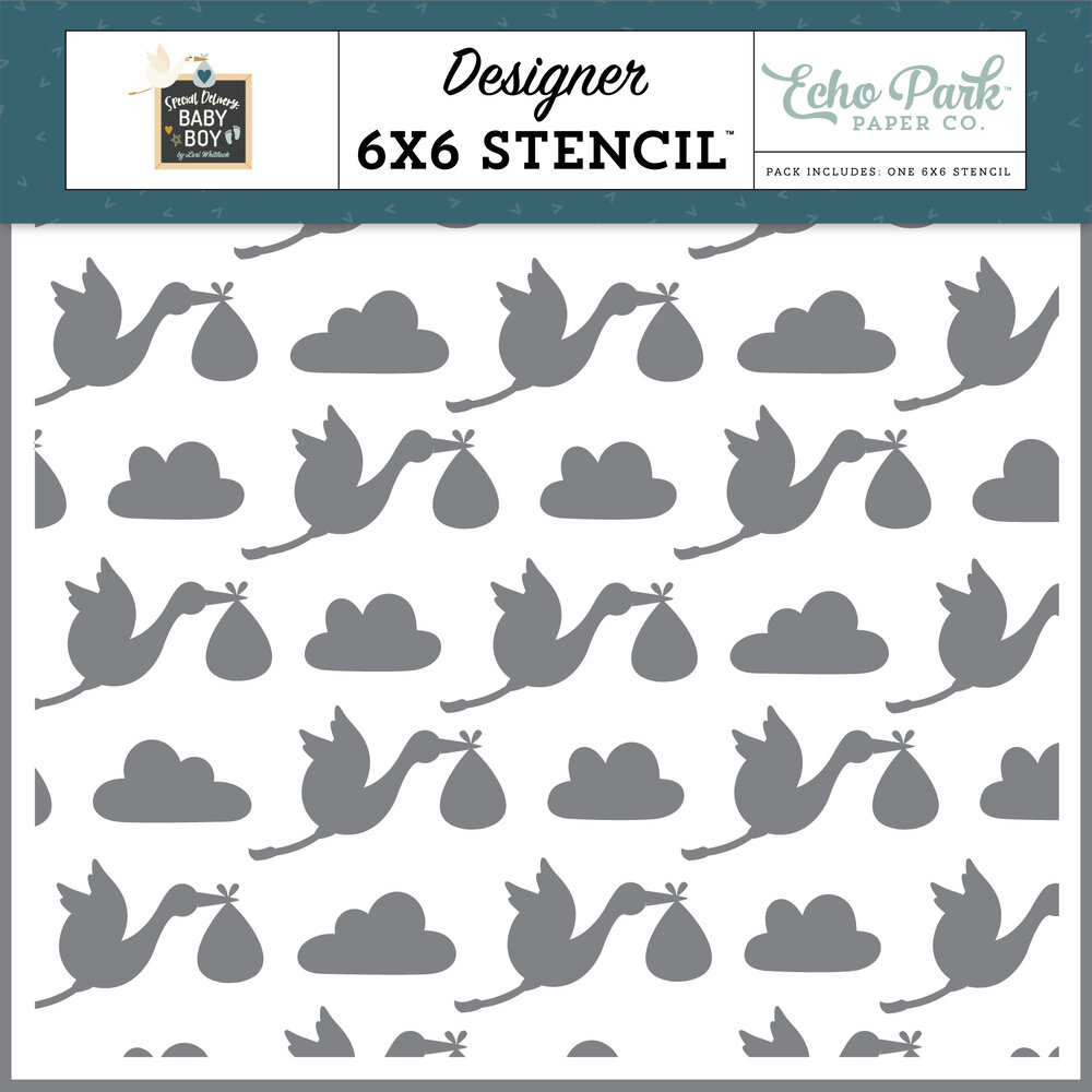 Echo Park Stork Delivery Day Stencil (SDB353033) (OUTLET)