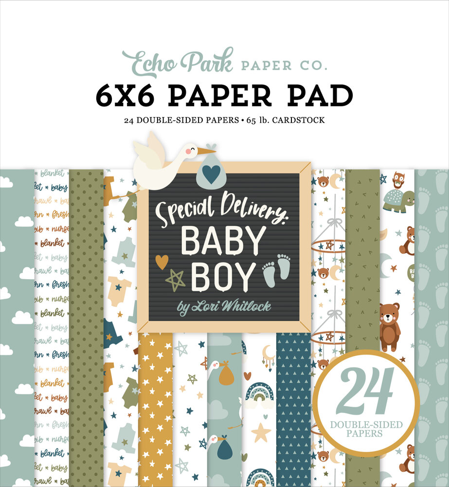 Echo Park Special Delivery Baby Boy 6x6 Inch Paper Pad (SDB353023) (DISCONTINUED) Echo Park Special Delivery Baby Boy 6x6 Inch Paper Pad (SDB353023) (DISCONTINUED)