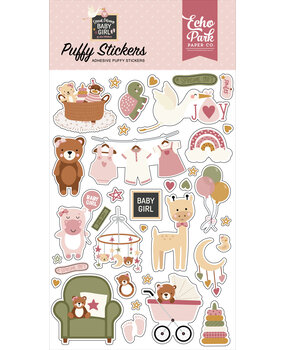 Echo Park Special Delivery Baby Girl Puffy Stickers (SDG354066) (DISCONTINUED)