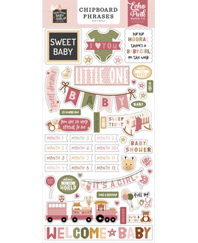 Echo Park Special Delivery Baby Girl Chipboard Phrases (SDG354022) (DISCONTINUED)