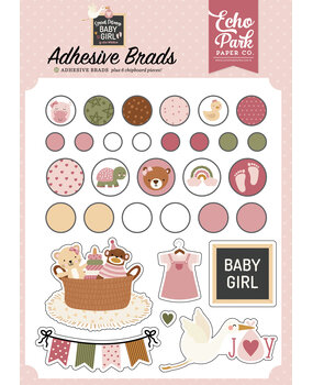 Echo Park Special Delivery Baby Girl Adhesive Brads (SDG354020) (DISCONTINUED)