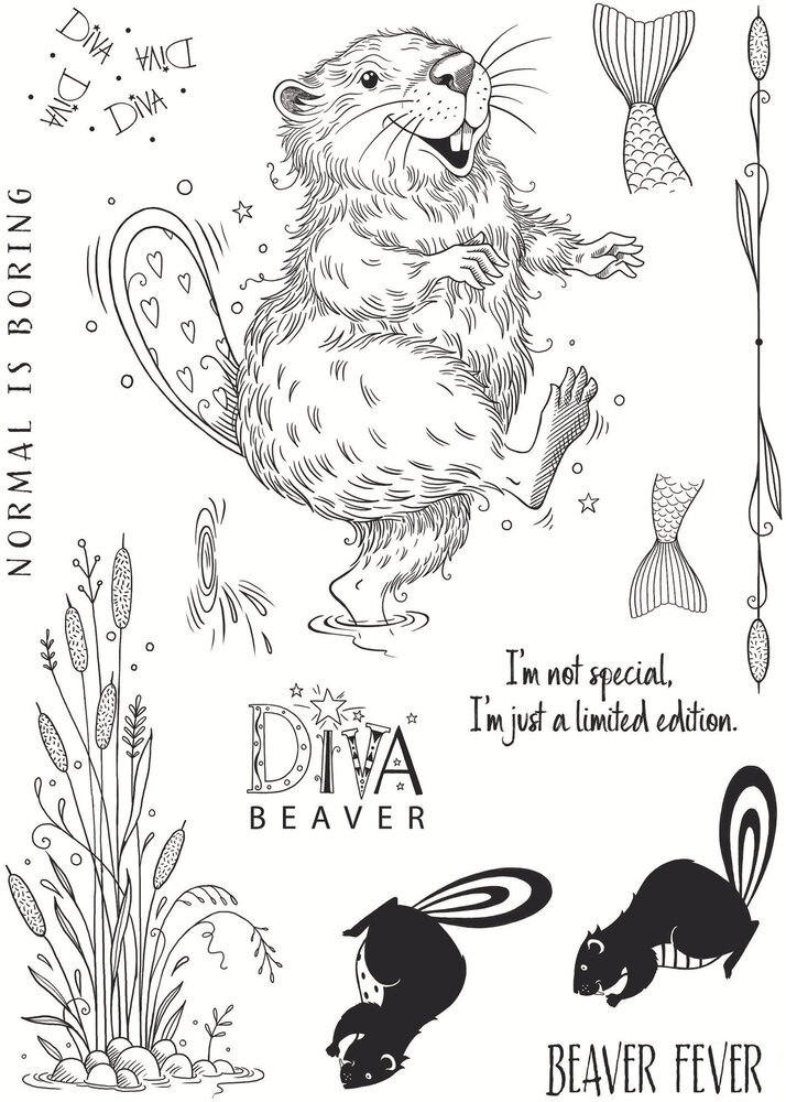 Pink Ink Designs Beaver Fever A5 Clear Stamps (PI256) (OUTLET)