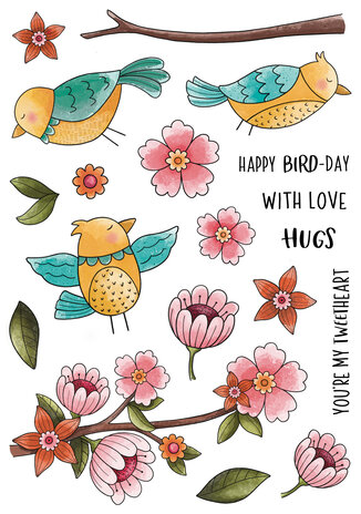 Creative Expressions Jane's Doodles Clear Stamp Set Birdsong Blooms (CEC1063) (OUTLET)