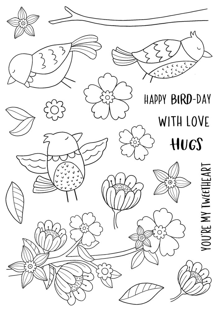 Creative Expressions Jane's Doodles Clear Stamp Set Birdsong Blooms (CEC1063) (OUTLET)