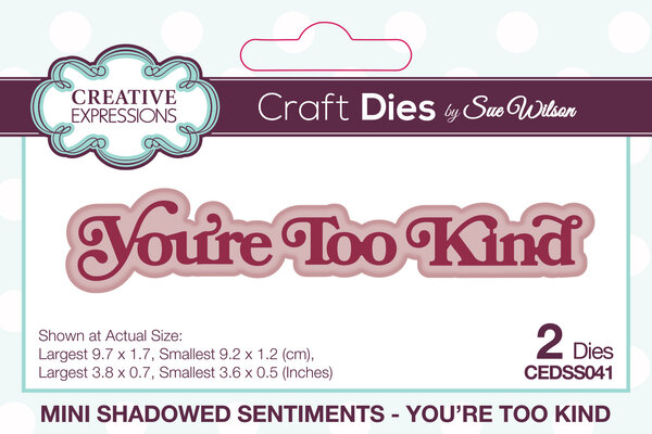 Creative Expressions Sue Wilson Craft Die Mini Shadowed Sentiments You're Too Kind (CEDSS041) (OUTLET)