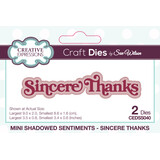 Creative Expressions Sue Wilson Craft Die Mini Shadowed Sentiments Sincere Thanks (CEDSS040) (OUTLET)